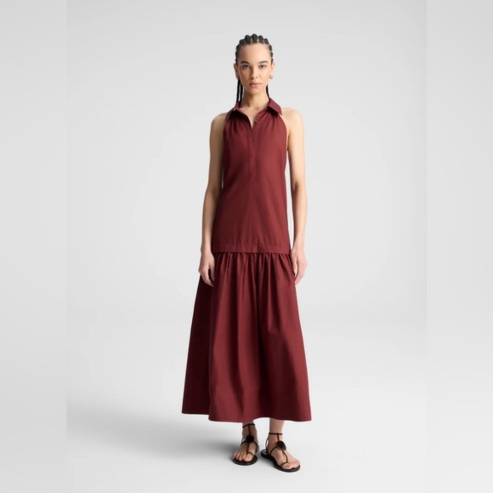 A.L.C. Vera Cotton Midi Dress Dark Bosco